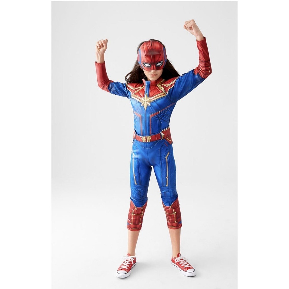 girls youth size medium‎ 8-10 captain marvel super hero costume 3 Piece Set